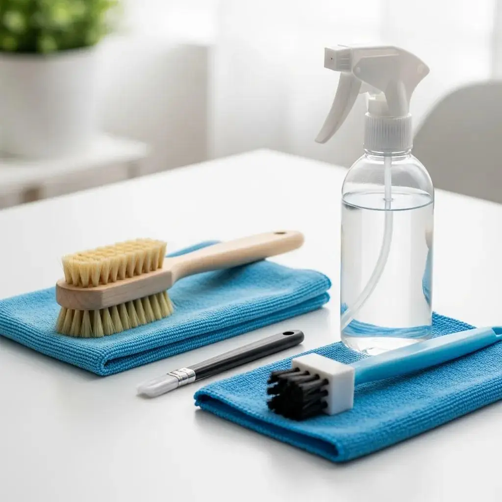 Specialized tools and eco-friendly cleaners used for window screen maintenance